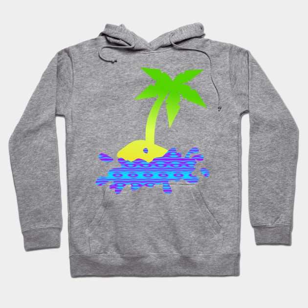 Palm Tree Splash Wave Silhouette Art Hoodie by Mazz M